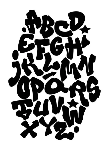 Alphabet Lettrage Main Graffiti Vecteur Fon — Image vectorielle