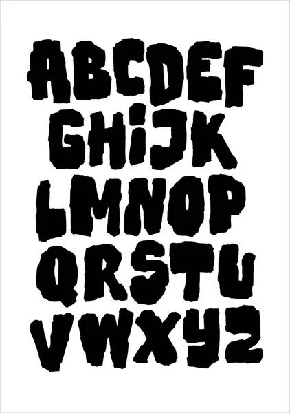 Svart tung fet grungy Font. Vektor alfabetet — Stock vektor