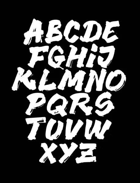 Grungy kalligrafi hand bokstäver typsnitt. Vektor alfabetet — Stock vektor