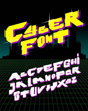 Siber stil yazı tipi. Vektör alfabesi