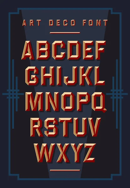 Art Deco Chiseled Alphabet Retro Style Vector Font — Stock Vector