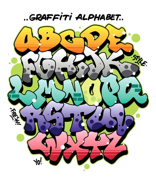 Alfabeto Graffiti Estilo Cómico Multicolor Fuente Vectorial Editable — Vector de stock