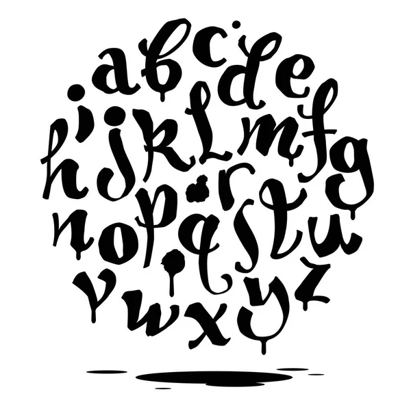 带有滴滴的手写涂鸦字体 矢量字母 — 图库矢量图片