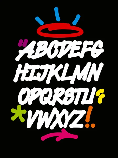 Graffiti Font Drips Colorful Decorations Vector Alphabet — Stock Vector