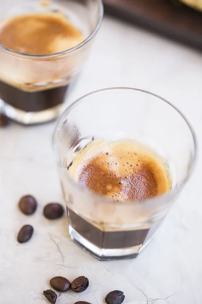 Espresso Kaffeetasse Nahaufnahme Heißes Starkes Kaffeegetränk — Stockfoto