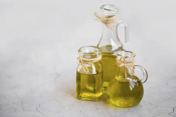 Пляшки Оливкової Олії Органічні Грецькі Або Італійські Пляшки Оливкової Олії — стокове фото