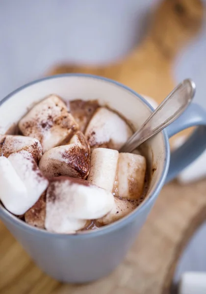 Tazza Calda Cacao Cioccolato Con Marshmallow Gustosa Bevanda Calda Autunnale — Foto Stock