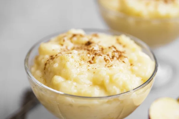 Rice Milk Pudding Cinnamon Vanilla Rice Pudding Close Tasty Comfort — Stock Photo, Image