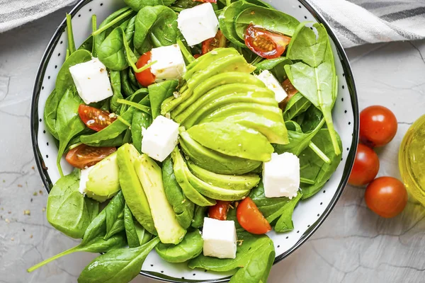 Felülnézet Egészséges Zöldség Saláta Mediterrán Diéta Egészséges Étkezési Koncepció Vértes — Stock Fotó