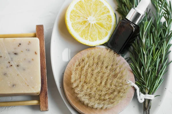 Spa Natural Products Body Brush Essential Oil Natural Soap Natural — Stock Photo, Image