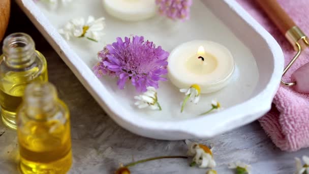 Spa Setting Stil Life Candle — Stock Video