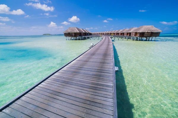 Maldiven Water Villa Strand Perfecte Tropisch Eiland Prachtig Uitzicht Zee — Stockfoto