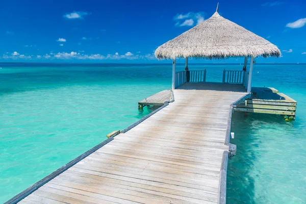 Csodálatos Álomszép Kilátás Nyílik Mólóra Indiai Óceáni Maldív Szigeteken Luxus — Stock Fotó