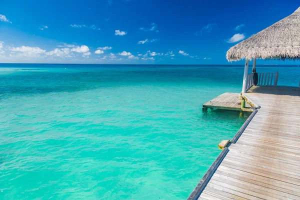 Splendida Vista Sogno Sul Molo Nell Oceano Indiano Maldive Viaggi — Foto Stock