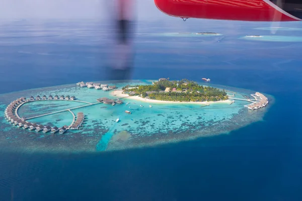 Maldivas Playa Aves Vista Vista Aérea Isla Maldivas Atolón Ari — Foto de Stock
