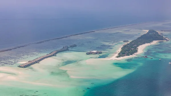 Maldivler Adalarındaki Muhteşem Hava Manzarası Dan Veya Uçaktan Mükemmel Mavi — Stok fotoğraf