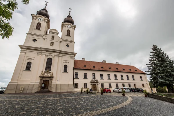 Tihany Maďarsko Dramatický Pohled Benediktinský Klášter Tihany Tihany Abbey Při — Stock fotografie