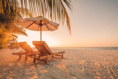 Güzel sahil. Yaz tatili ve tatil kavramı geçmişi. İlham verici tropikal manzara tasarımı. Turizm ve seyahat tasarımı