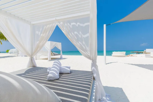 Relaxe Uma Praia Vip Luxo Com Belo Pavilhão Dia Sol — Fotografia de Stock