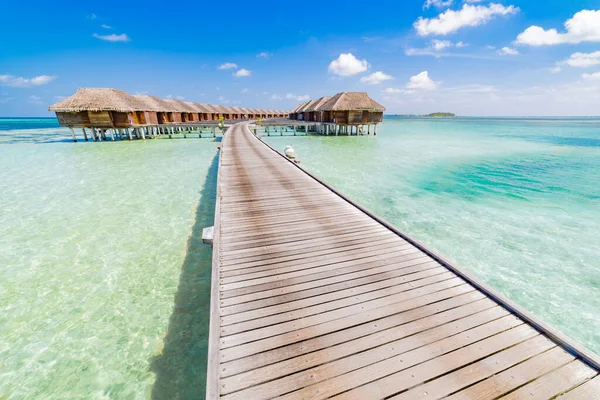Panoramisch Landschap Van Het Strand Van Malediven Tropisch Panorama Luxe — Stockfoto