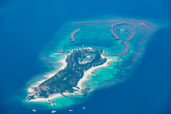 Καταπληκτικό Εναέριο Τοπίο Στις Μαλδίβες Τέλειο Μπλε Θάλασσα Και Κοραλλιογενή — Φωτογραφία Αρχείου