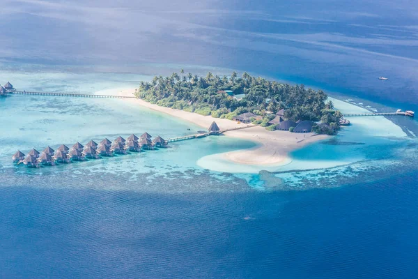 Maldivler Adalarındaki Muhteşem Hava Manzarası Dan Veya Uçaktan Mükemmel Mavi — Stok fotoğraf