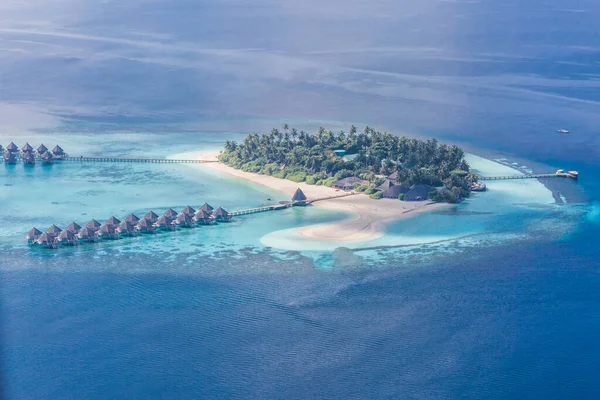 Amazing Aerial Landscape Maldives Islands Perfect Blue Sea Coral Reef — Stock Photo, Image