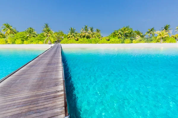 Luxury Beach Resort Jetty Lagoon Maldives Resort Island Sunny Day — Stock Photo, Image