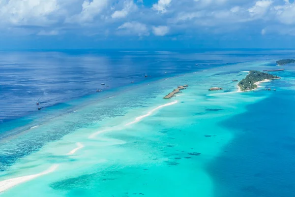 Vista Aerea Sulle Isole Maldive Estate Paesaggio Esotico Paesaggio Marino — Foto Stock