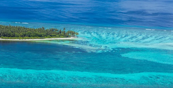 Vista Aerea Sulle Isole Maldive Estate Paesaggio Esotico Paesaggio Marino — Foto Stock