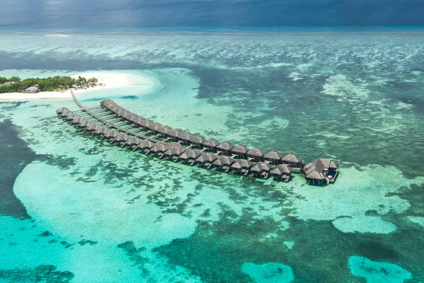 Maldivler Adalarında Hava Manzarası Yaz Mevsimi Egzotik Manzarası Deniz Manzarası — Stok fotoğraf