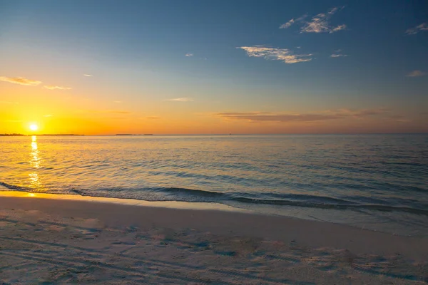 Sea Sand Sky Concept Zonsondergang Kleuren Wolken Horizon Horizontale Achtergrond — Stockfoto