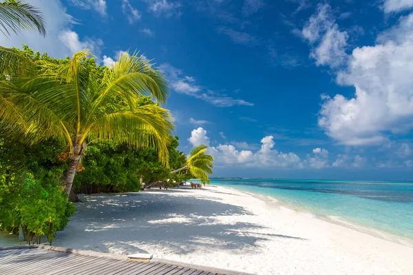 Spiaggia Tropicale Maldive Sentiero Del Molo Una Tranquilla Isola Paradisiaca — Foto Stock