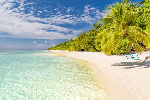 Malediven Paradijs Strand Perfect Tropisch Eiland Prachtige Palmbomen Tropisch Strand — Stockfoto