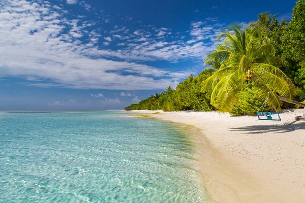 Maledivy Ráj Pláž Perfektní Tropický Ostrov Krásné Palmy Tropická Pláž — Stock fotografie