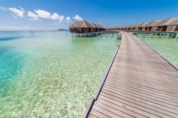Paisagem Panorâmica Praia Das Maldivas Panorama Tropical Resort Luxo Villa — Fotografia de Stock