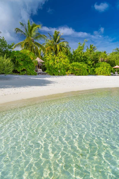 Tropische Insel Und Meer Malediven Shoreline Und Erstaunlich Blauer Himmel — Stockfoto