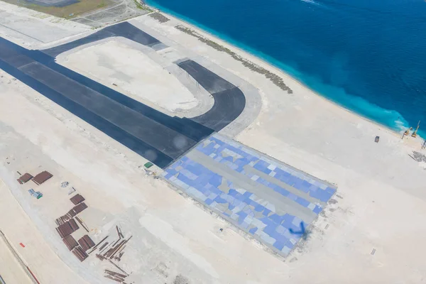 The airport in Male, Maldives, Indian ocean. Airport Maldives Male city island aerial photo sea