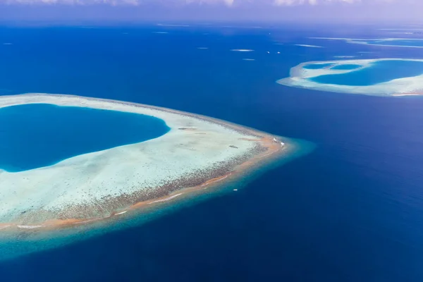 Vista Aérea Los Atolones Maldivas Belleza Superior Del Mundo Turismo — Foto de Stock