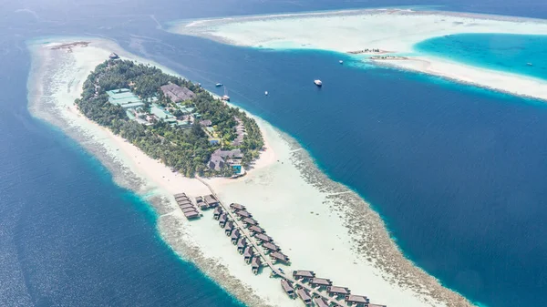 Maldivler Adasındaki Hava Manzarası Havadan Bakıldığında Maldivler Deki Tropik Adalar — Stok fotoğraf