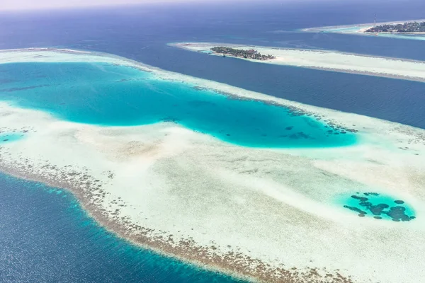 Vista Aérea Los Atolones Maldivas Belleza Superior Del Mundo Turismo — Foto de Stock