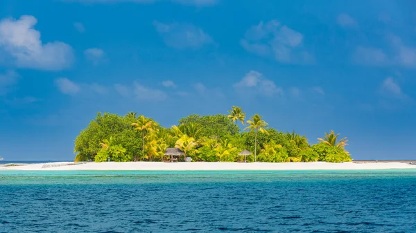 Tropical Island Atoll Indian Ocean Uninhabited Wild Subtropical Isle Palm — Stock Photo, Image