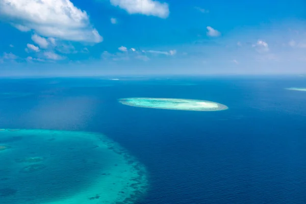 Vista Aérea Islas Tropicales Atolones Increíble Paisaje Aéreo Las Islas — Foto de Stock