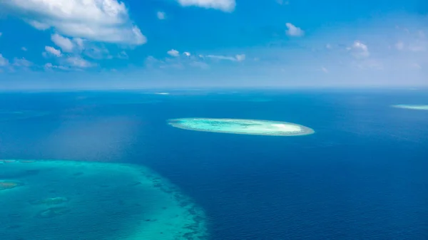 Vista Aérea Islas Tropicales Atolones Increíble Paisaje Aéreo Las Islas — Foto de Stock