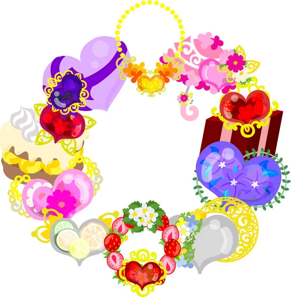 Frame Made Various Heart Jewels — Stock Vector
