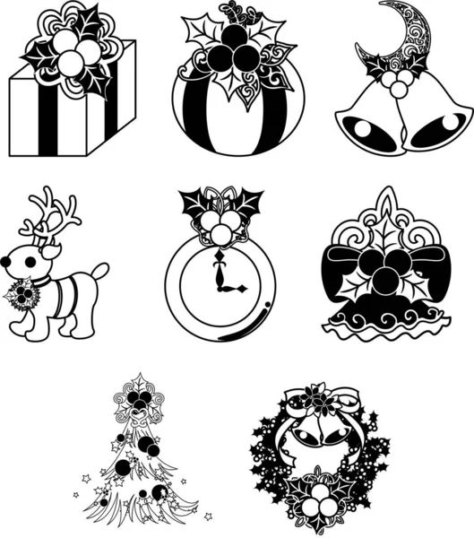 Los Iconos Bonitos Elegantes Navidad — Vector de stock