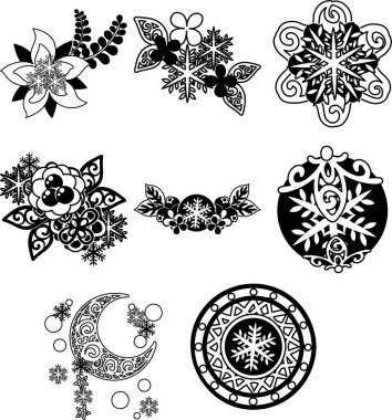 Kış mevsiminin çeşitli şirin aksesuar ikonları