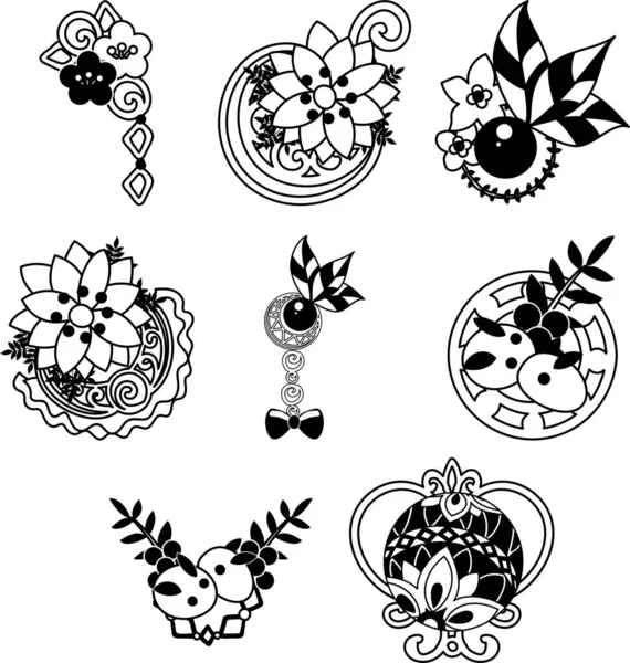 Pretty Stylish Icons Japanese Style Accessories — Stock Vector