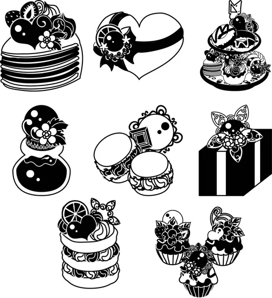 Crêpe Mil Les Plats Crêpes Confitures Macarons Cupcakes Etc Chocolat — Image vectorielle
