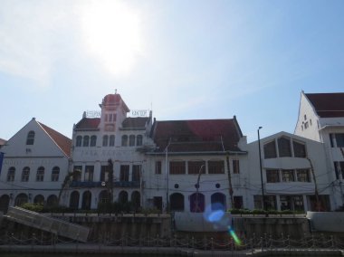 JAKARTA, INDONESIA - July 7, 2018: Old buildings beside Krukut River on Kali Besar, Kota Tua.